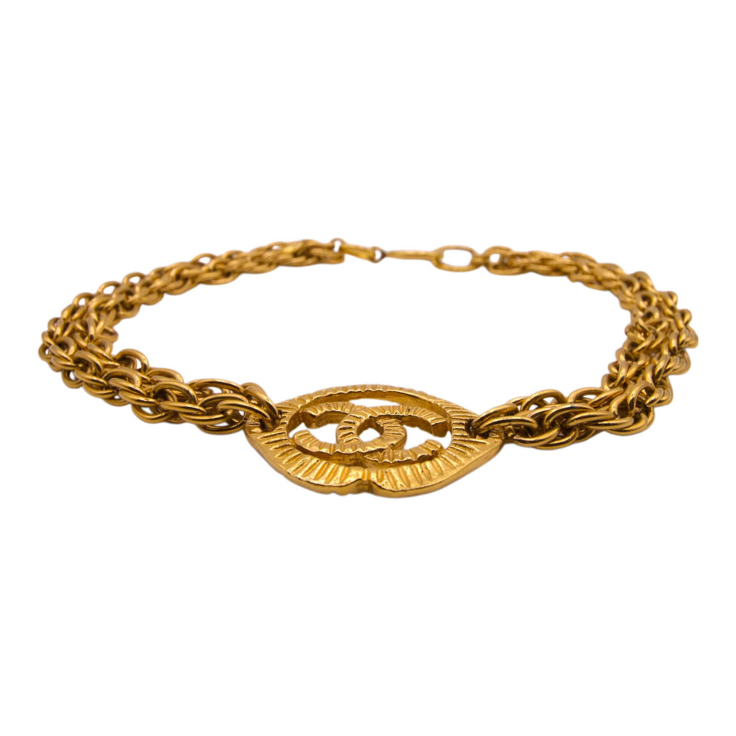 Vintage Chanel Gold Plated Multi Chain Necklace