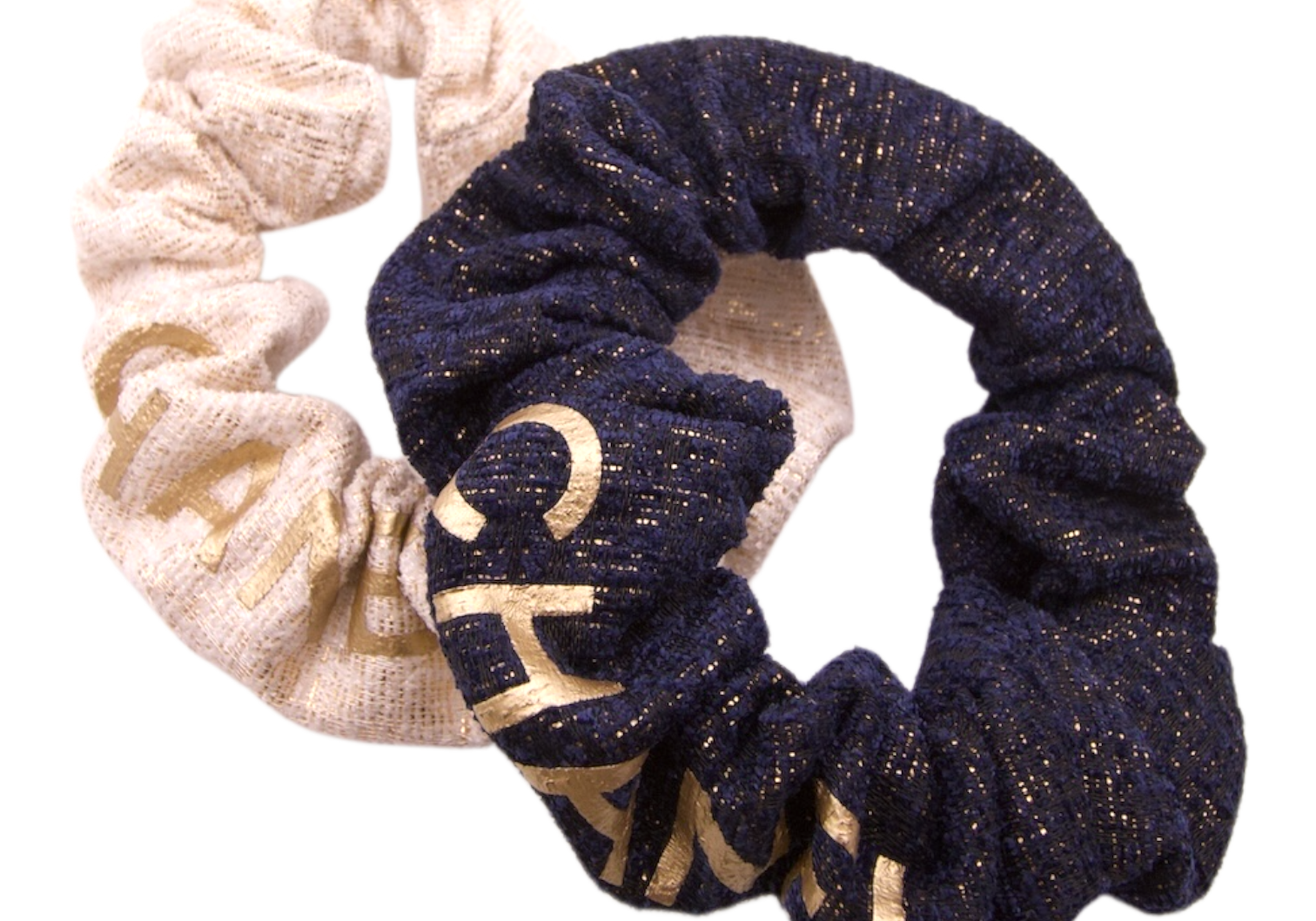 Chanel Set Of Two Metallic Scrunchies