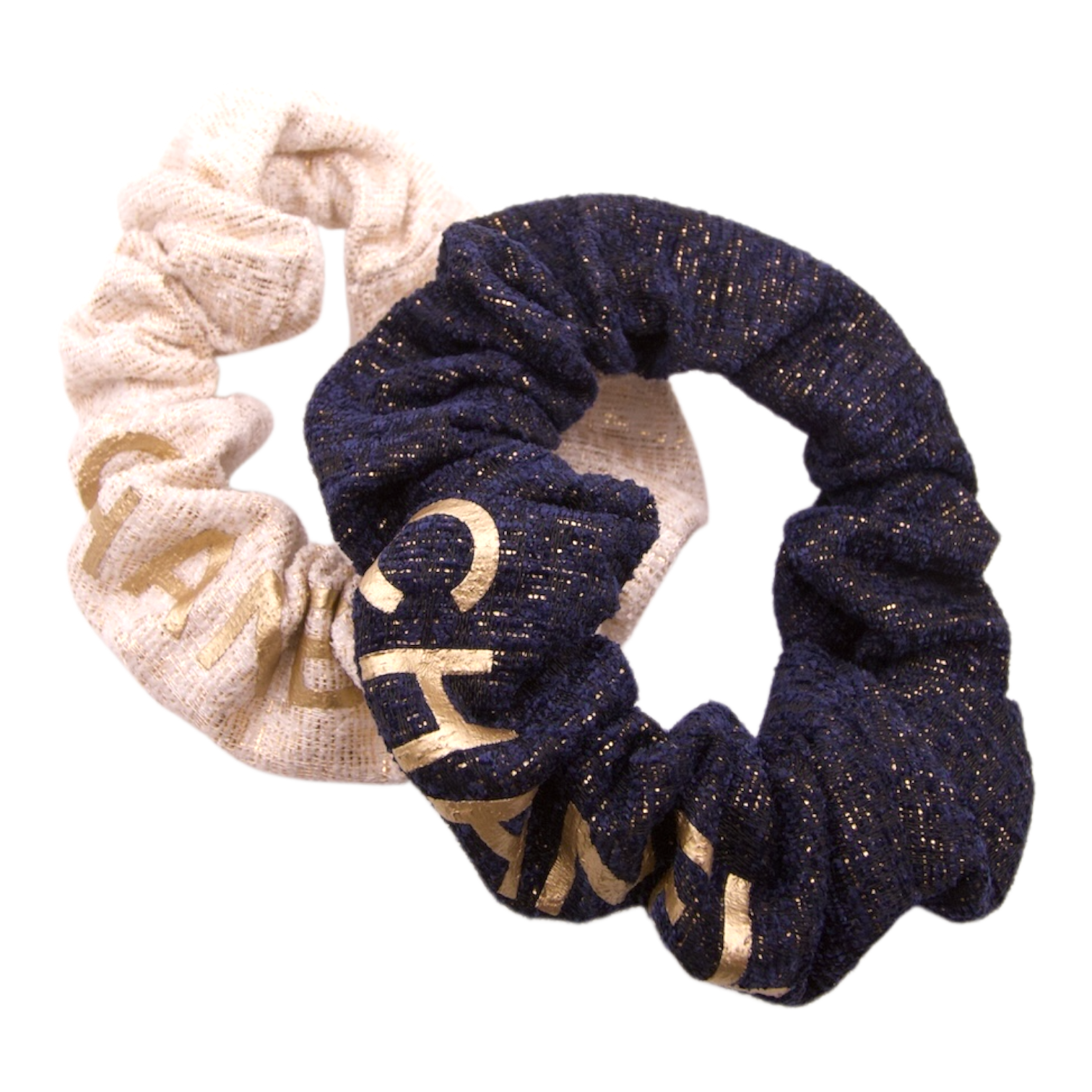 Chanel Set Of Two Metallic Scrunchies