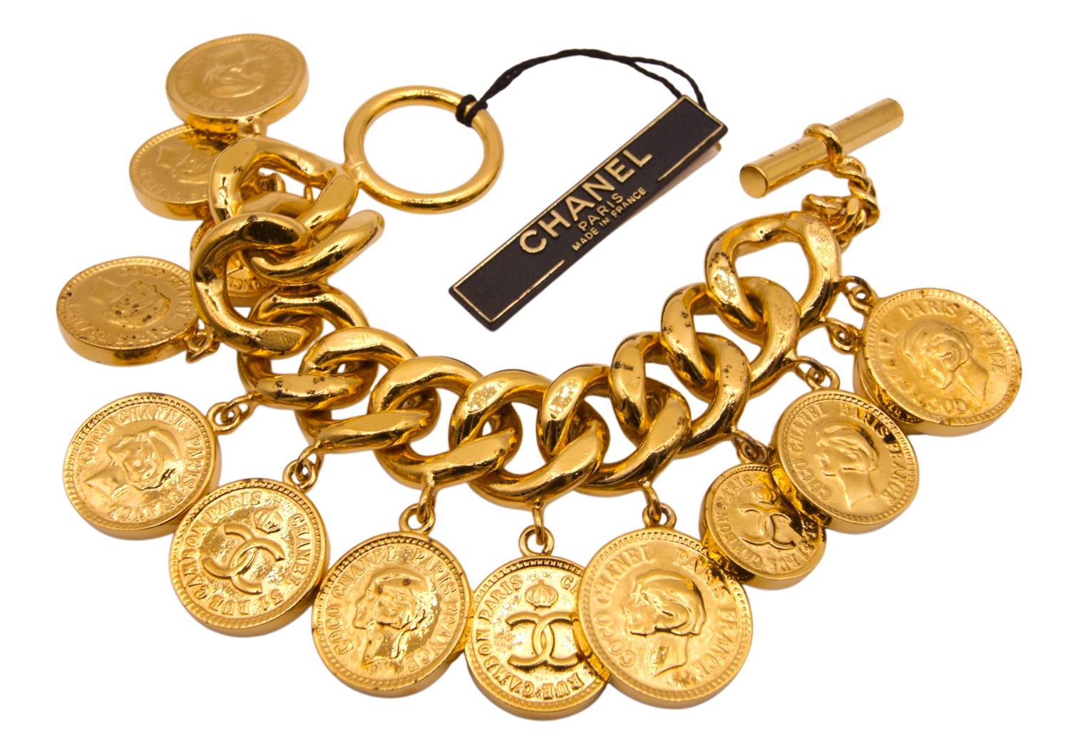 Chanel Coin Charm Bracelet Gold Plated