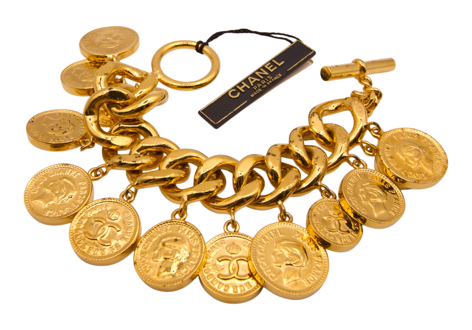Chanel Coin Charm Bracelet Gold Plated