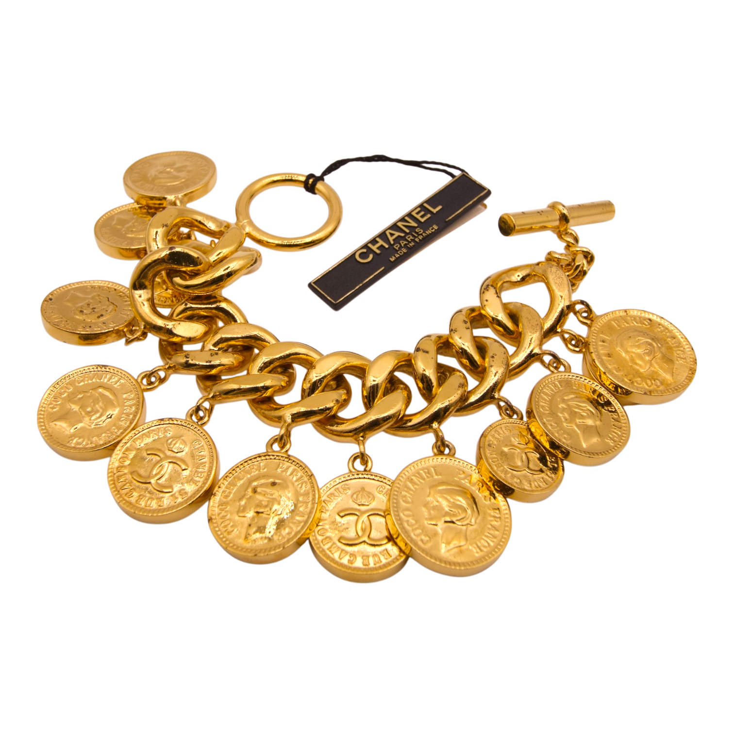 Chanel Coin Charm Bracelet Gold Plated