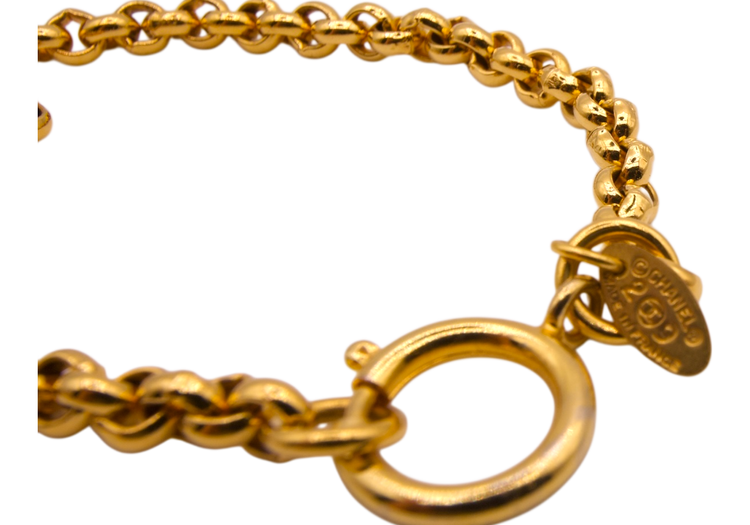Chanel Gold Bracelet Textured CC Charm