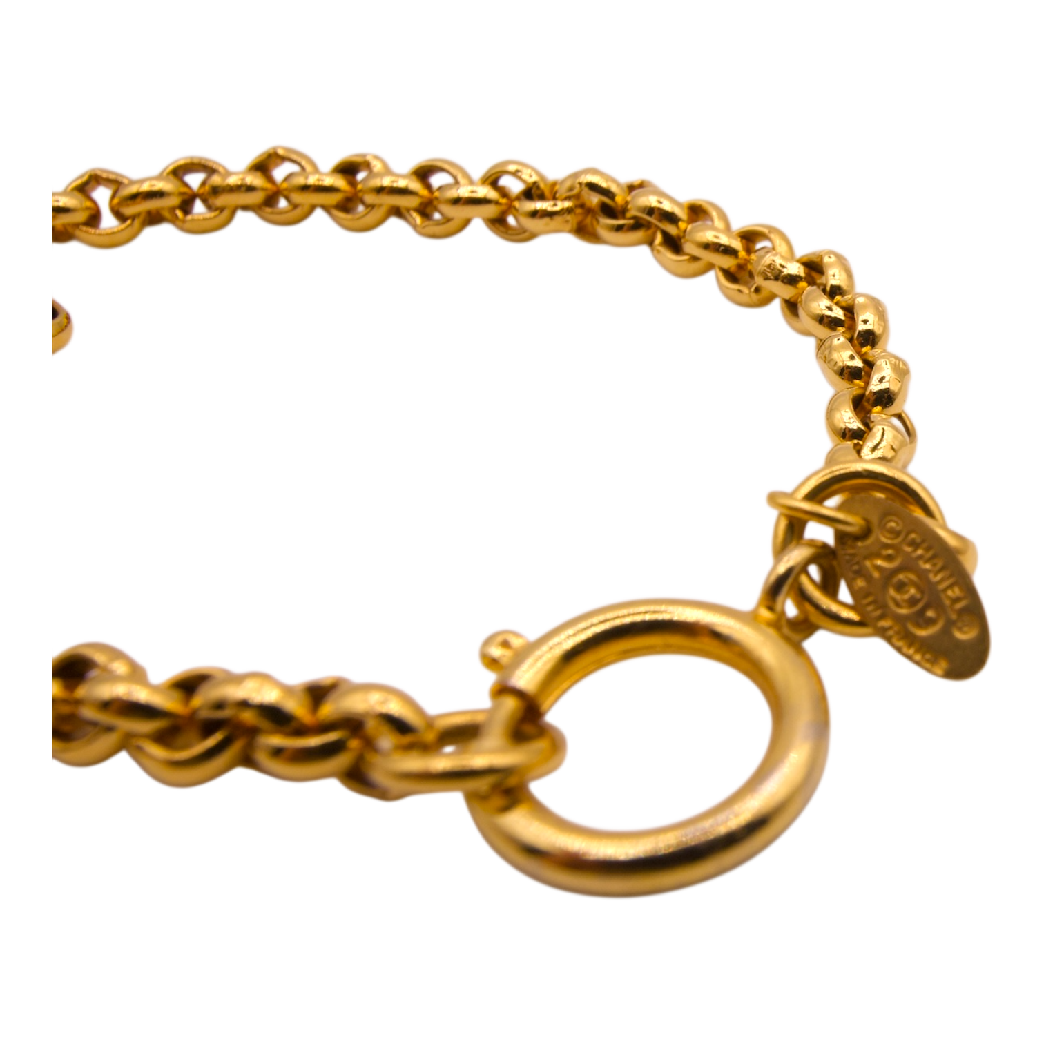 Chanel Gold Bracelet Textured CC Charm
