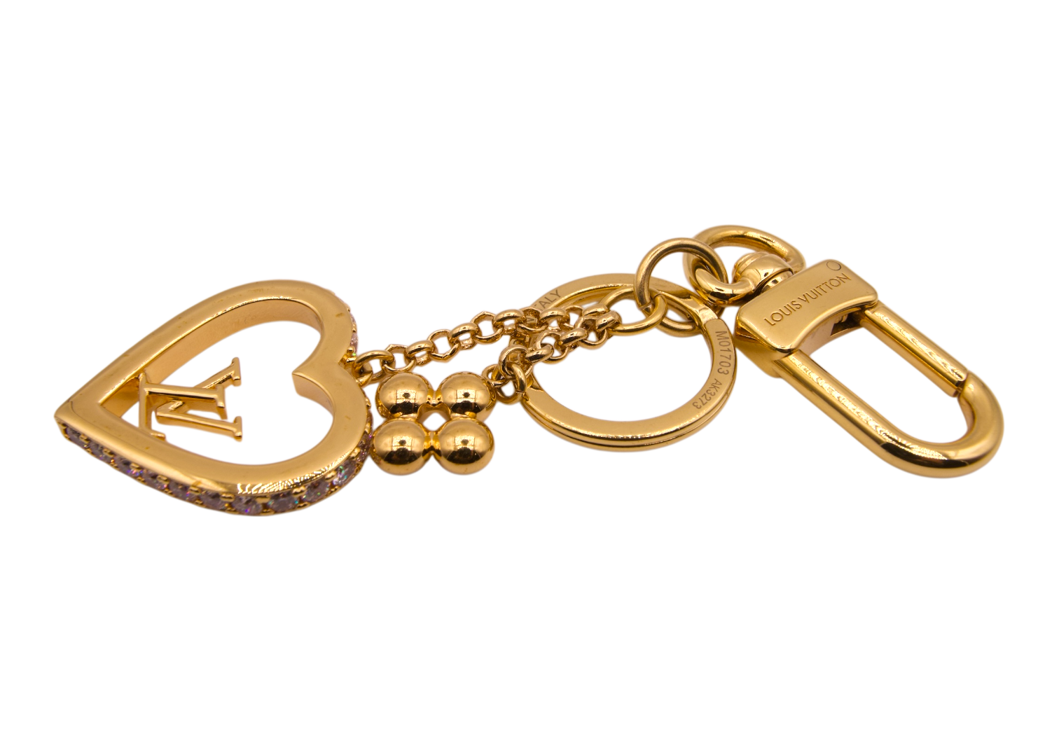 Louis Vuitton Heart Keychain Gold Tone