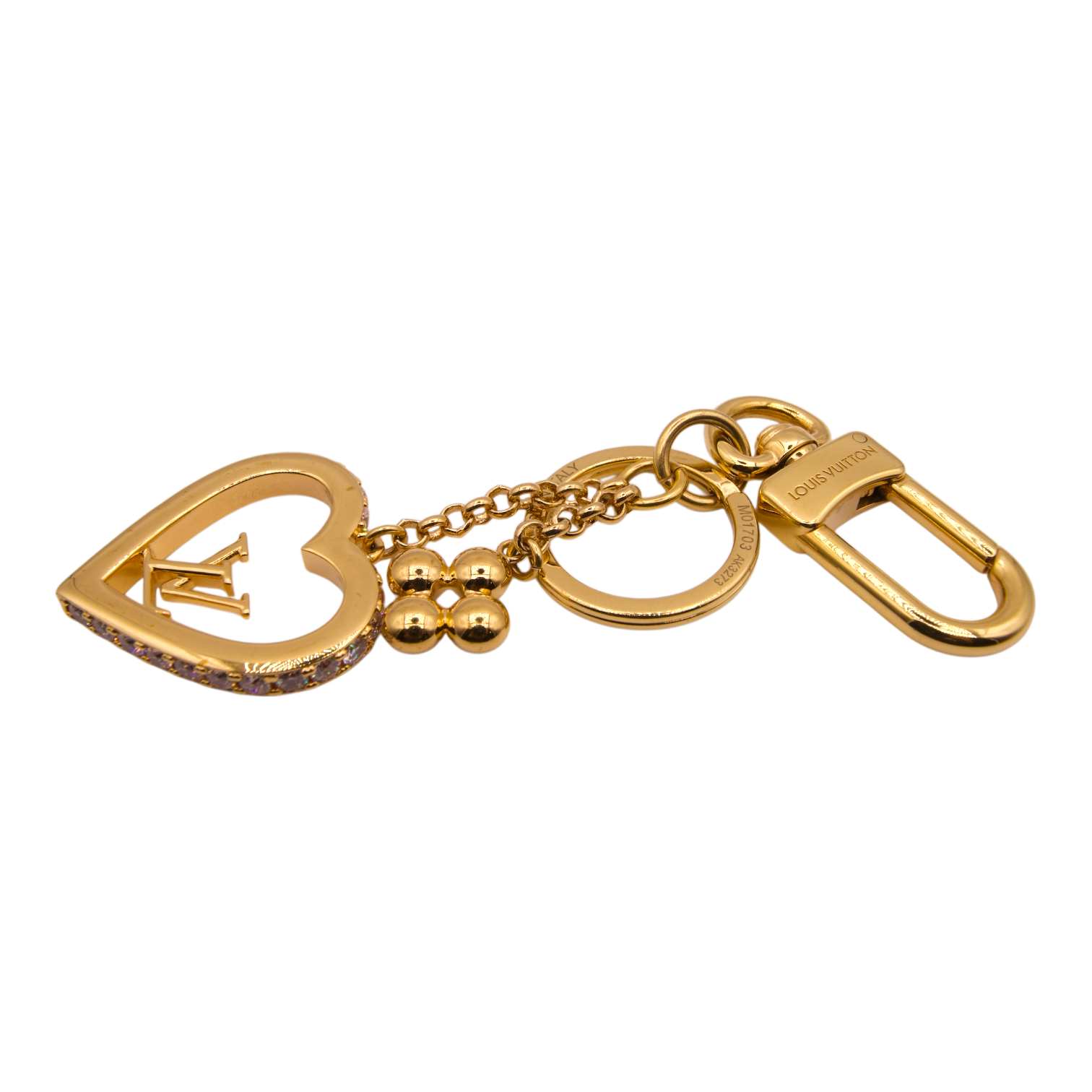 Louis Vuitton Heart Keychain Gold Tone