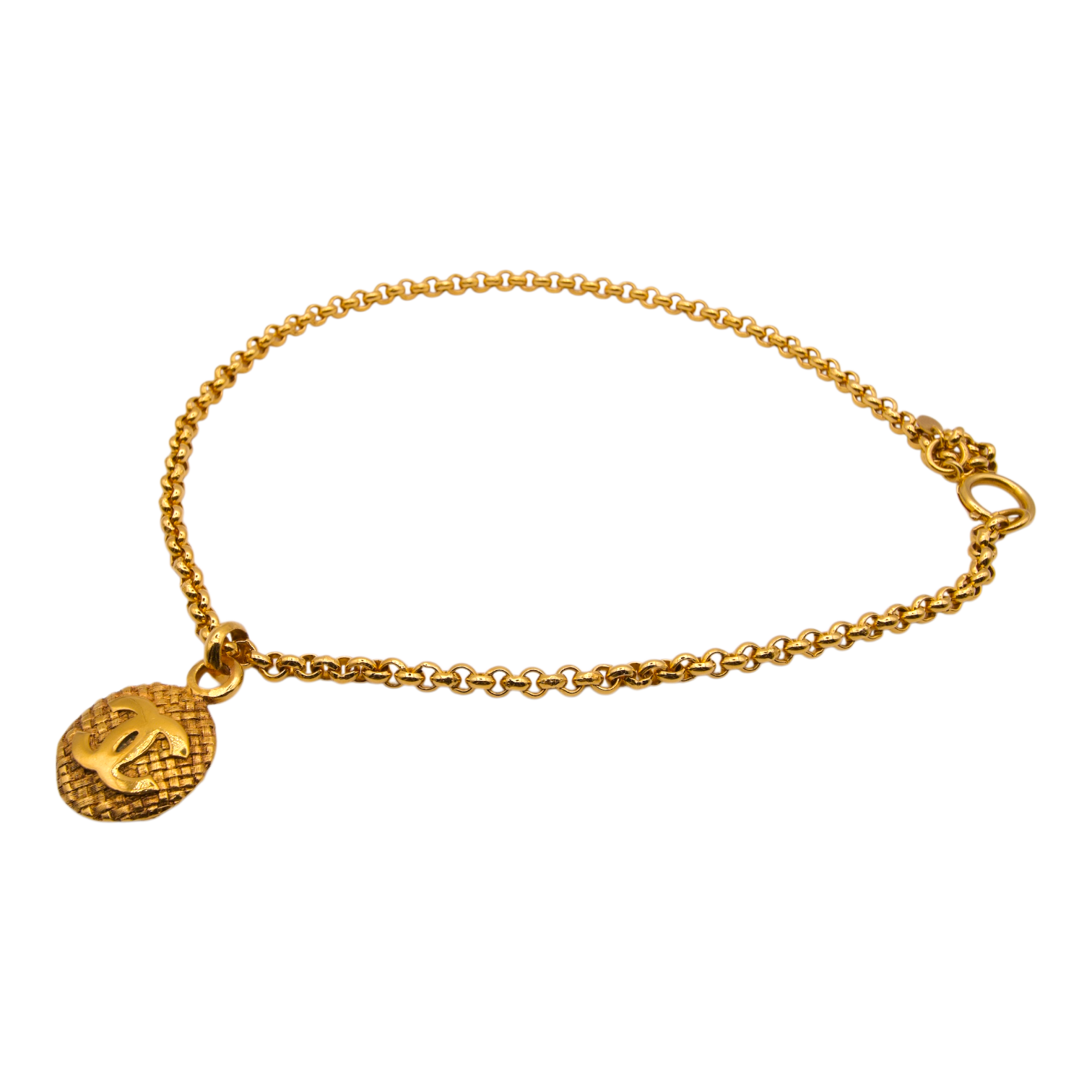Chanel Gold Bracelet Textured CC Charm