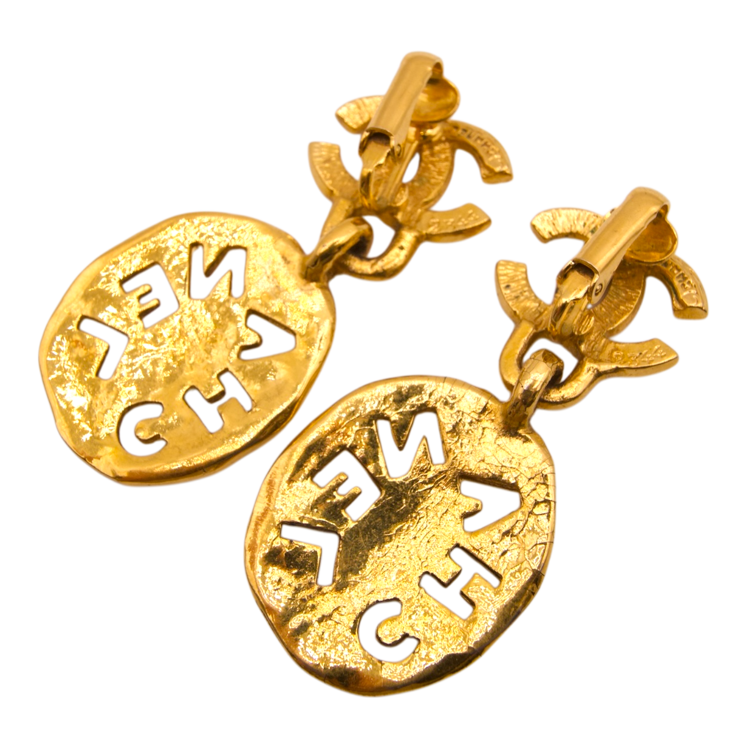 Chanel Vintage CC Cutout Clip-On Earrings
