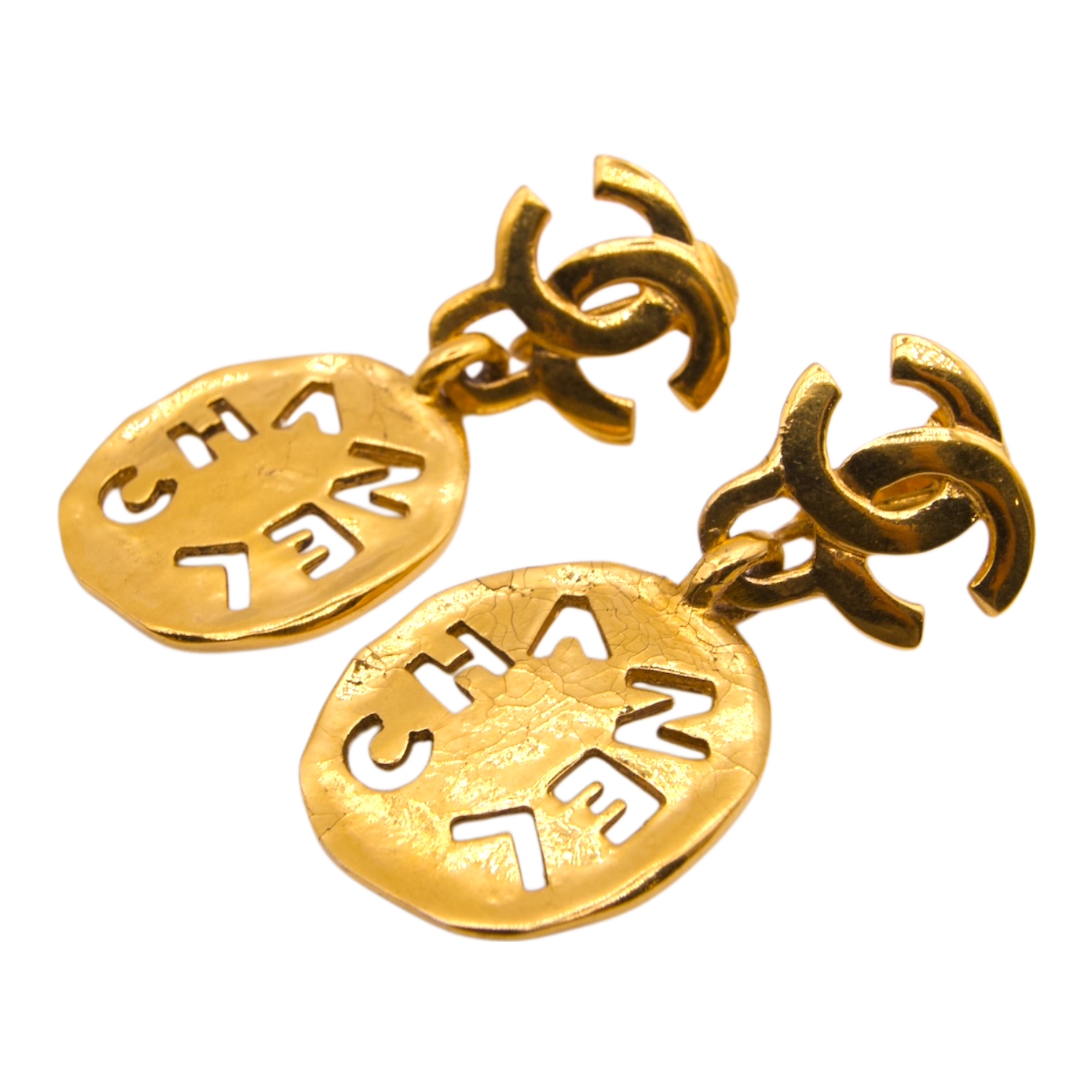 Chanel Vintage CC Cutout Clip-On Earrings