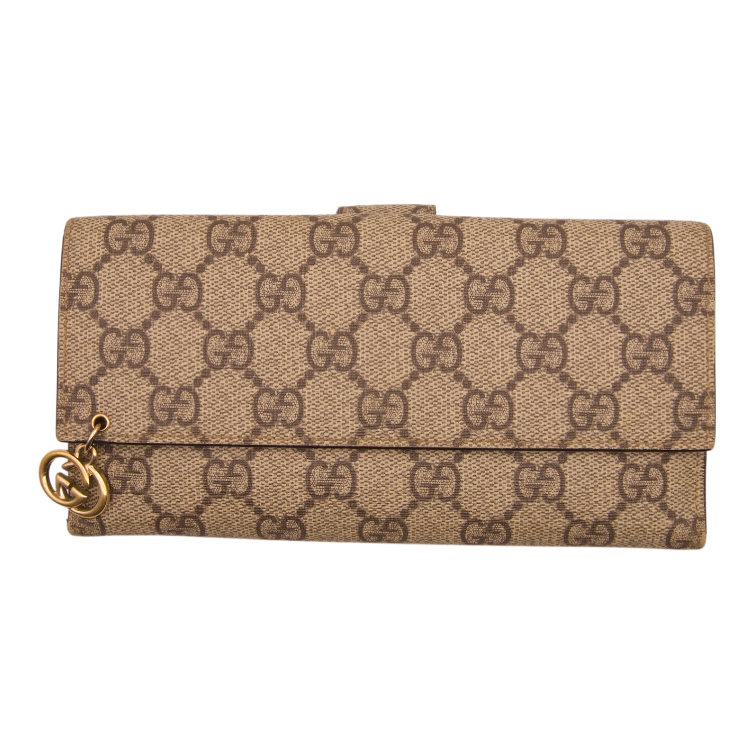 Gucci GG Supreme Long Wallet Beige Canvas