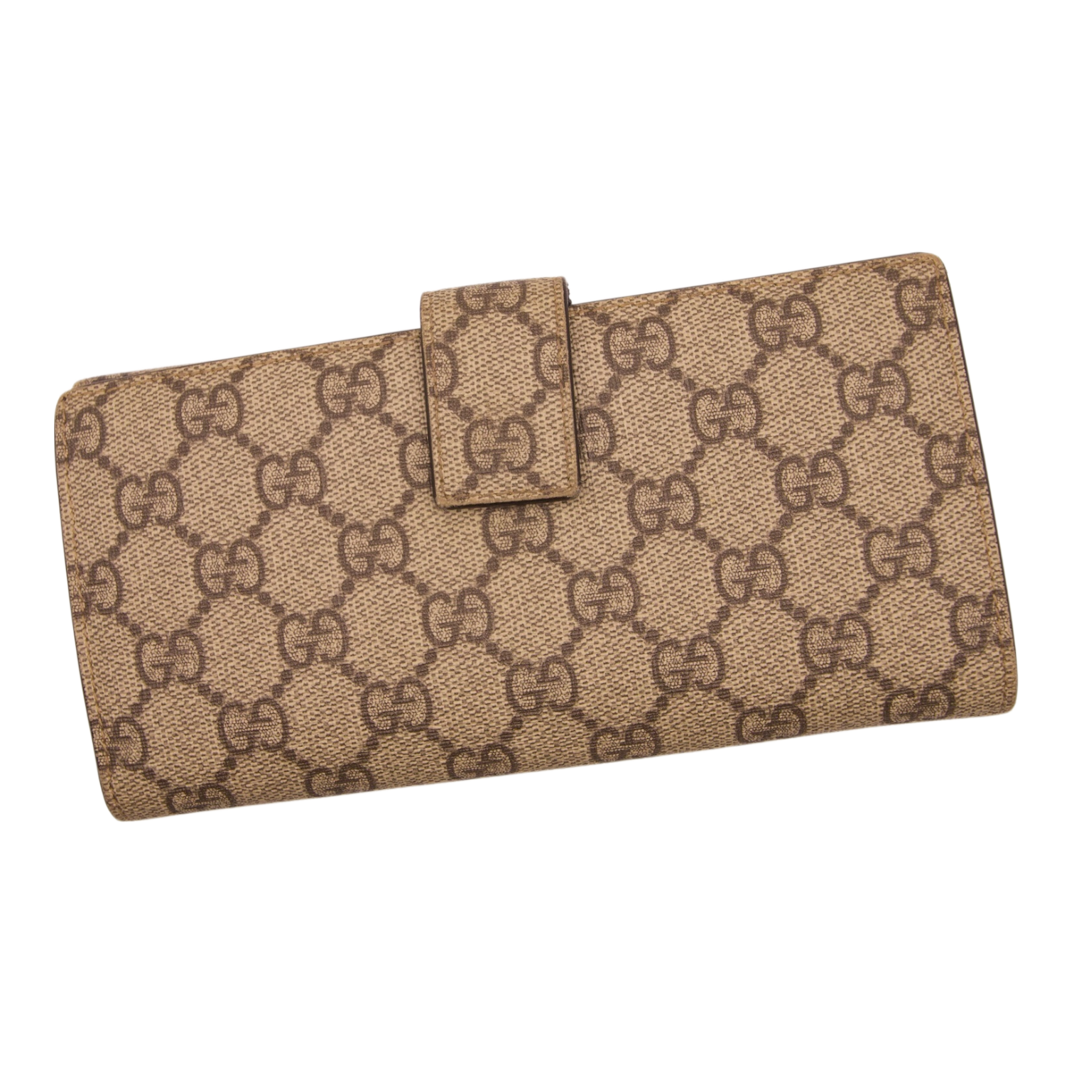 Gucci Supreme GG Charm  Long Wallet Beige Canvas