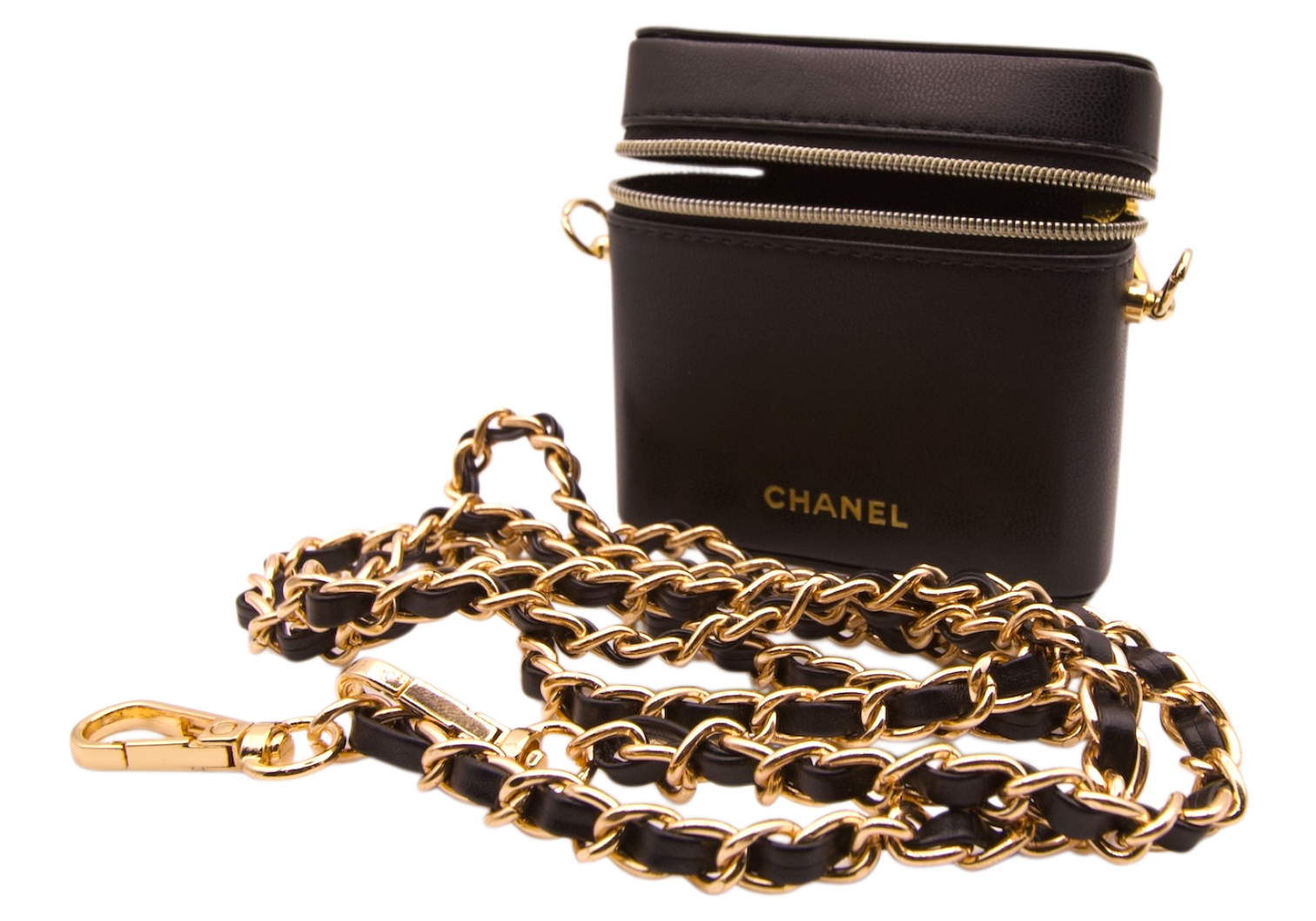 Chanel Mini Vanity Case Black Lambskin Gold Hardware