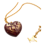 Louis Vuitton Gold & Burgundy Monogram Heart Necklace