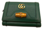 Gucci green leather wallet with bamboo accent