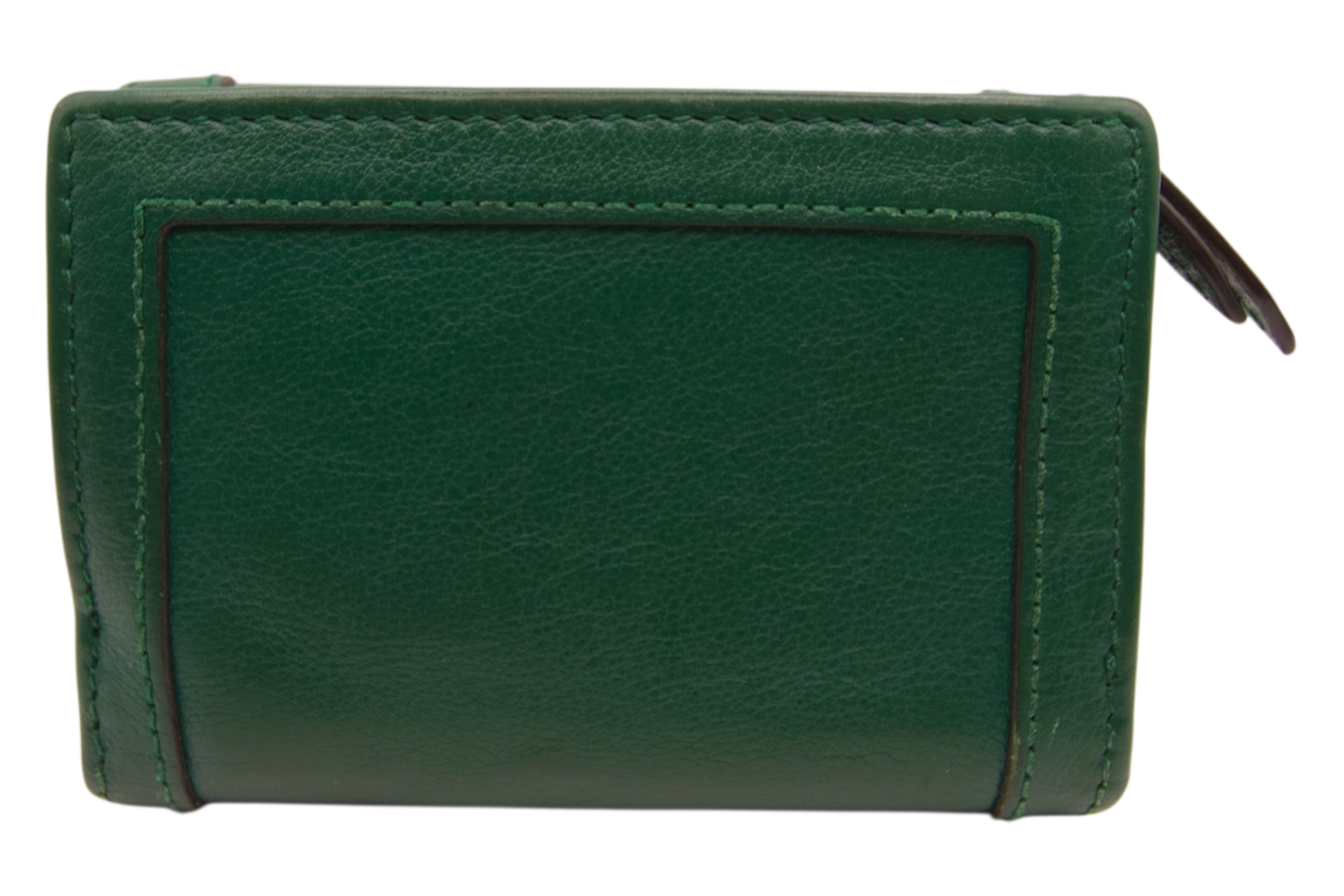 Gucci green leather wallet with bamboo accent