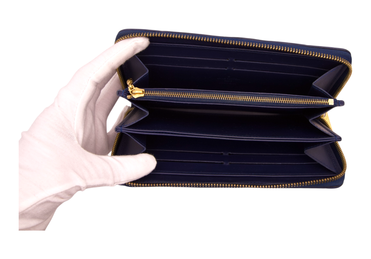 Louis Vuitton Zippy Wallet Grand Blue Patent Leather Floral