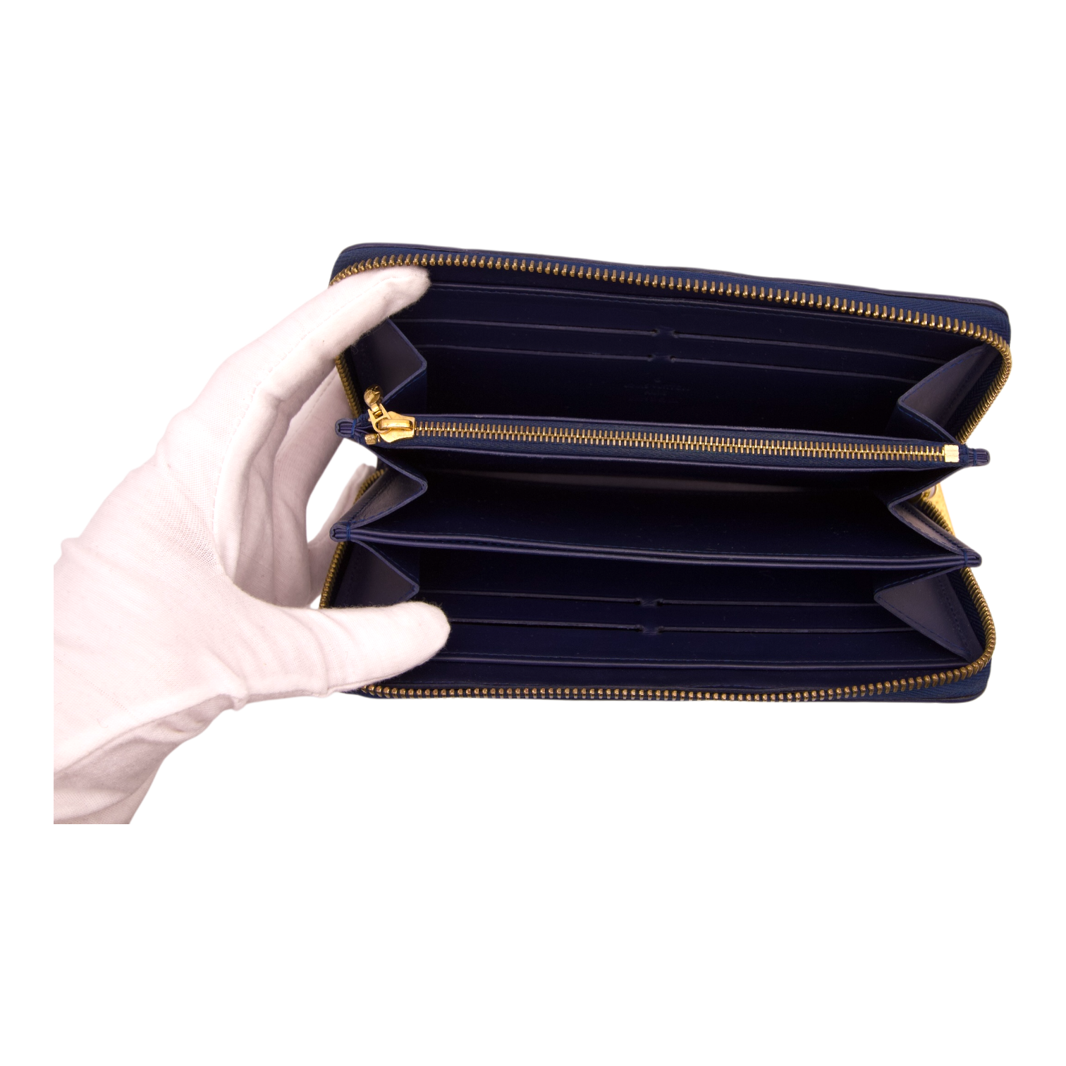 Louis Vuitton Zippy Wallet Grand Blue Patent Leather Floral
