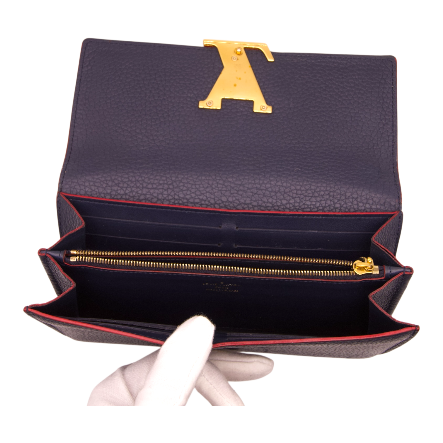 Louis Vuitton Capucines Long Wallet Taurillon Marine Rouge