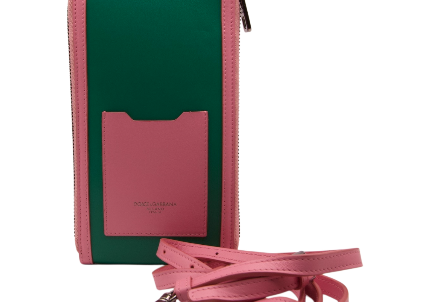 Dolce & Gabbana Leather Phone Case Green and Pink