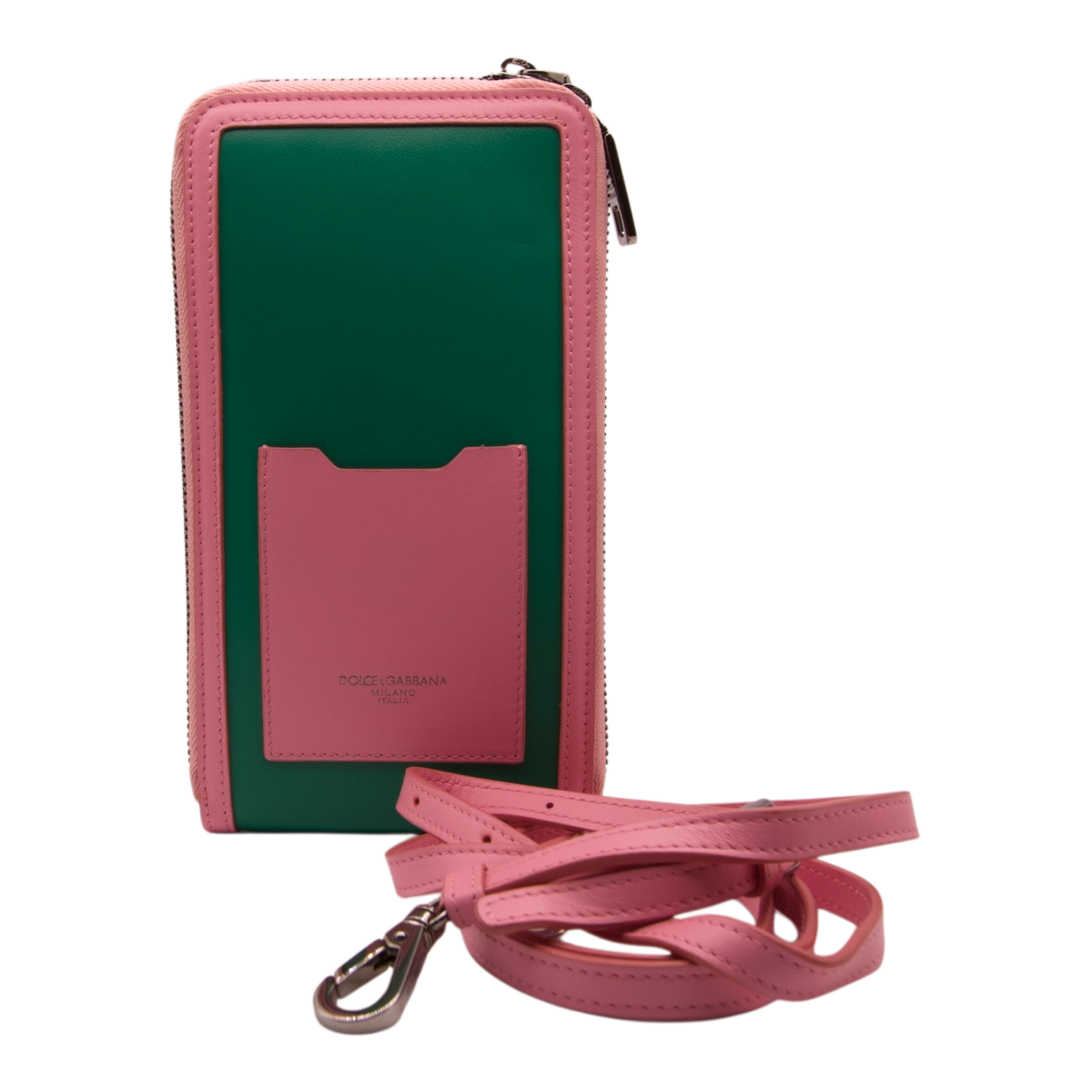 Dolce & Gabbana Leather Phone Case Green and Pink