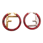 Fendi red leather-wrapped FF hoop earrings