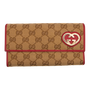 Gucci GG Long Wallet Red And Gold Heart Monogram Canvas