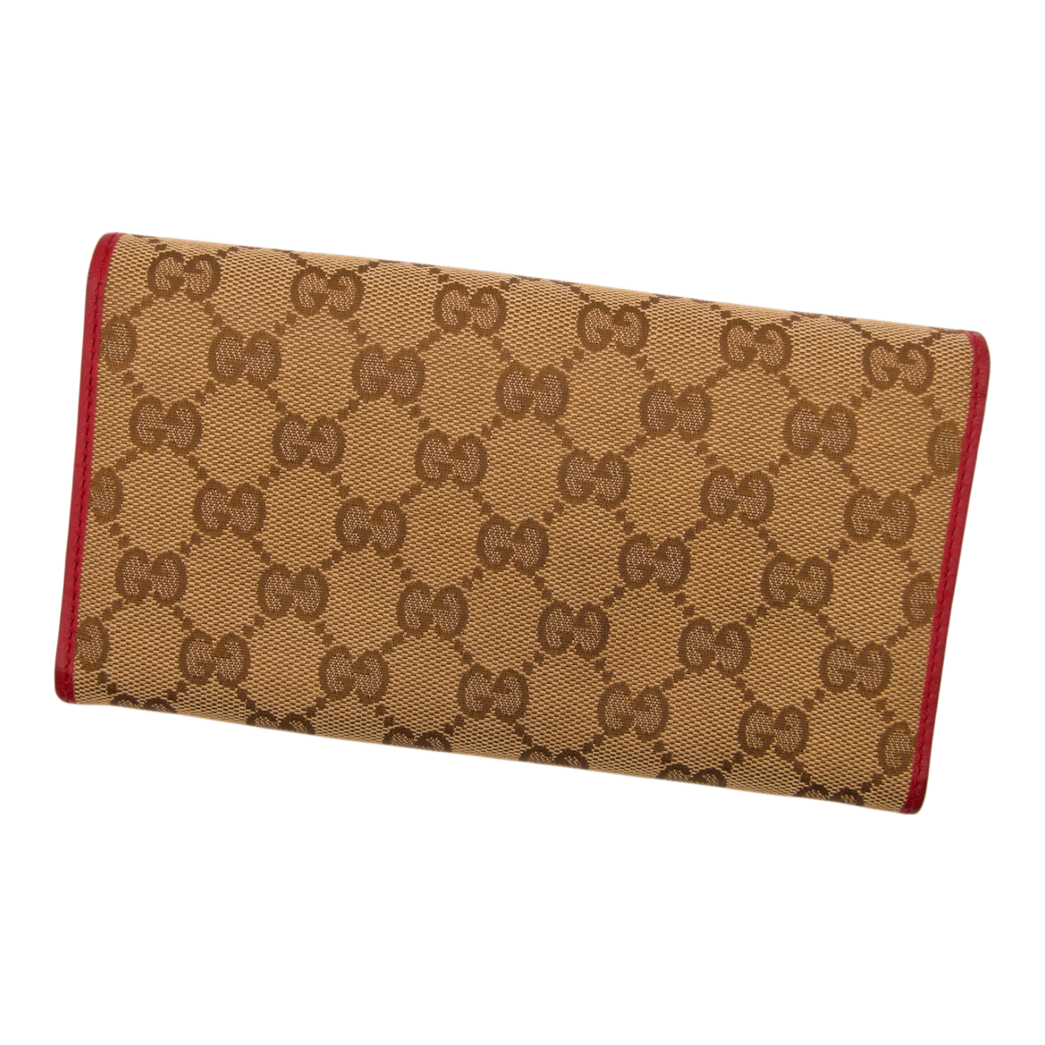 Gucci GG Long Wallet Red And Gold Heart Monogram Canvas