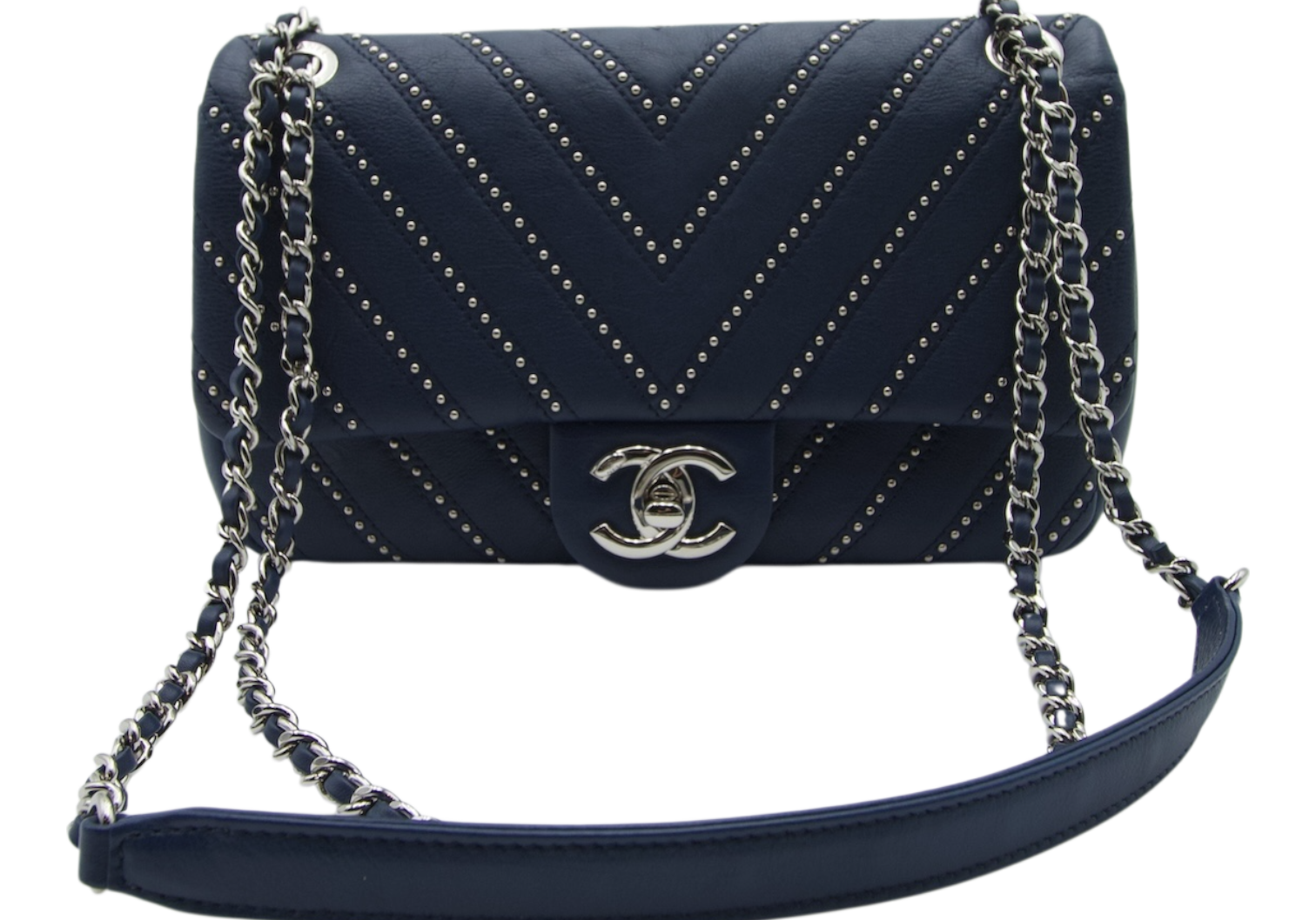 Chanel Chevron Studded Flap Bag Medium
