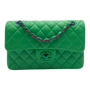 Chanel Double Flap Green Blue Lambskin  Iridescent Rainbow