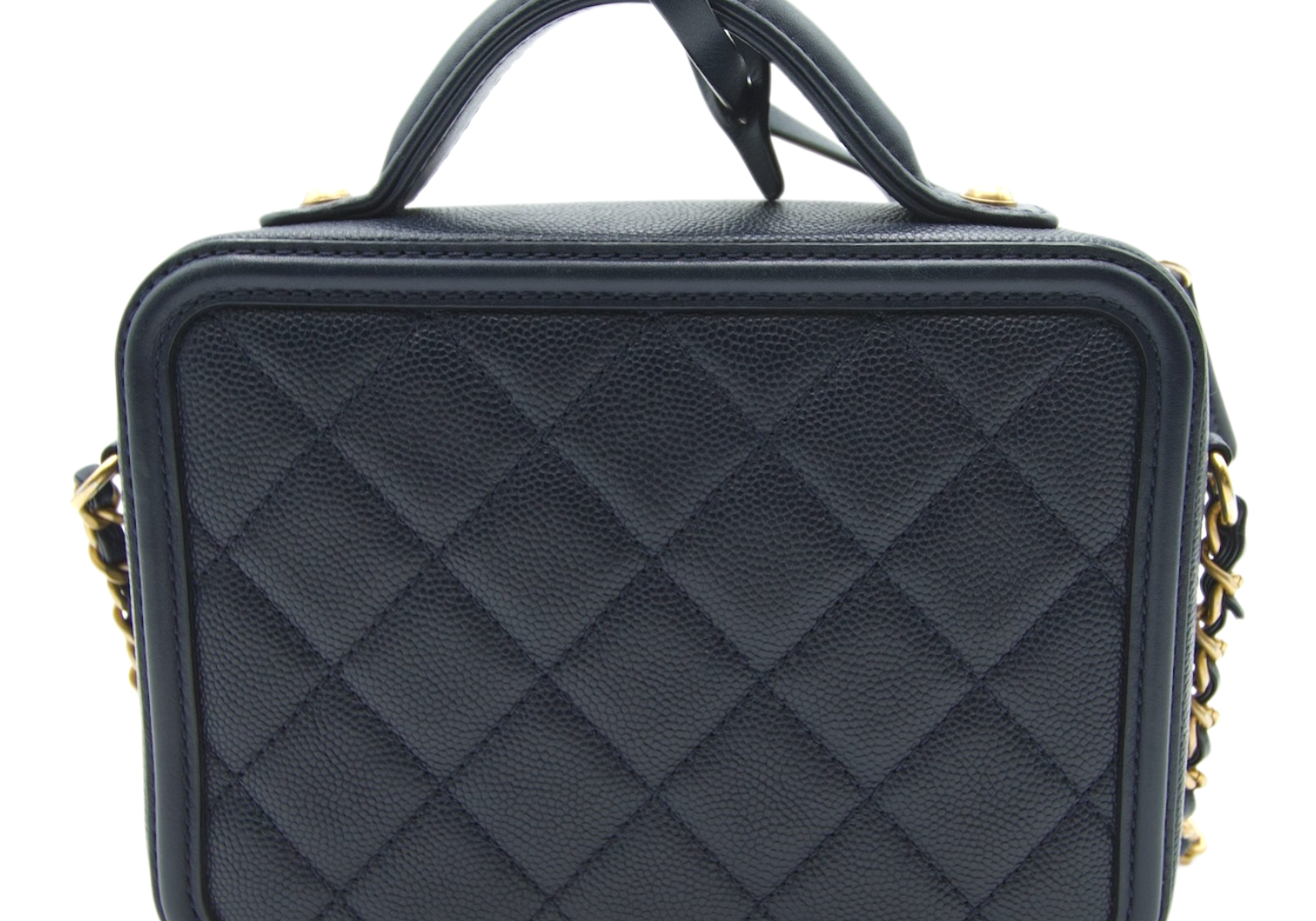 Chanel CC Filigree Vanity Bag Blue