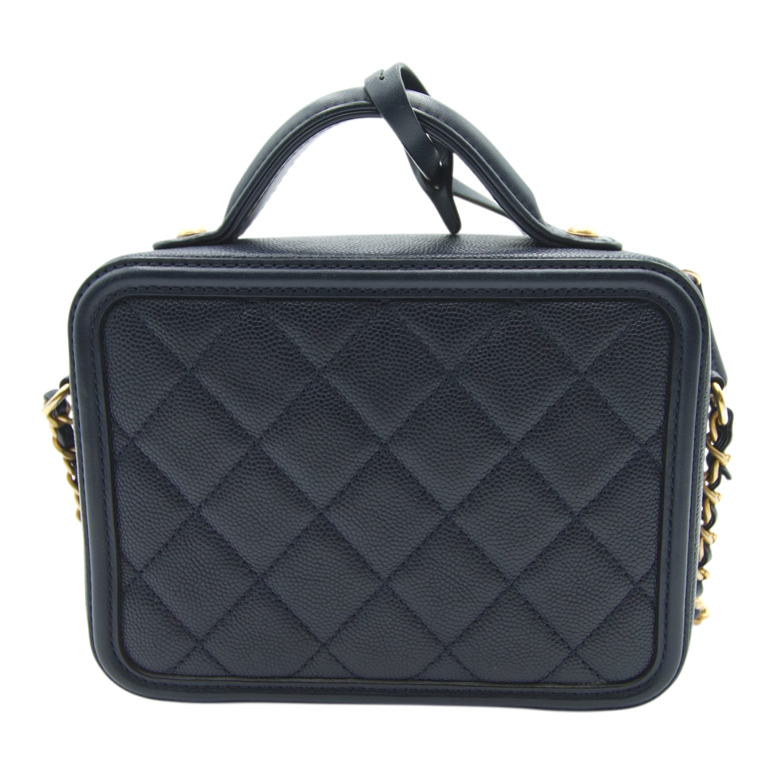 Chanel CC Filigree Vanity Bag Blue