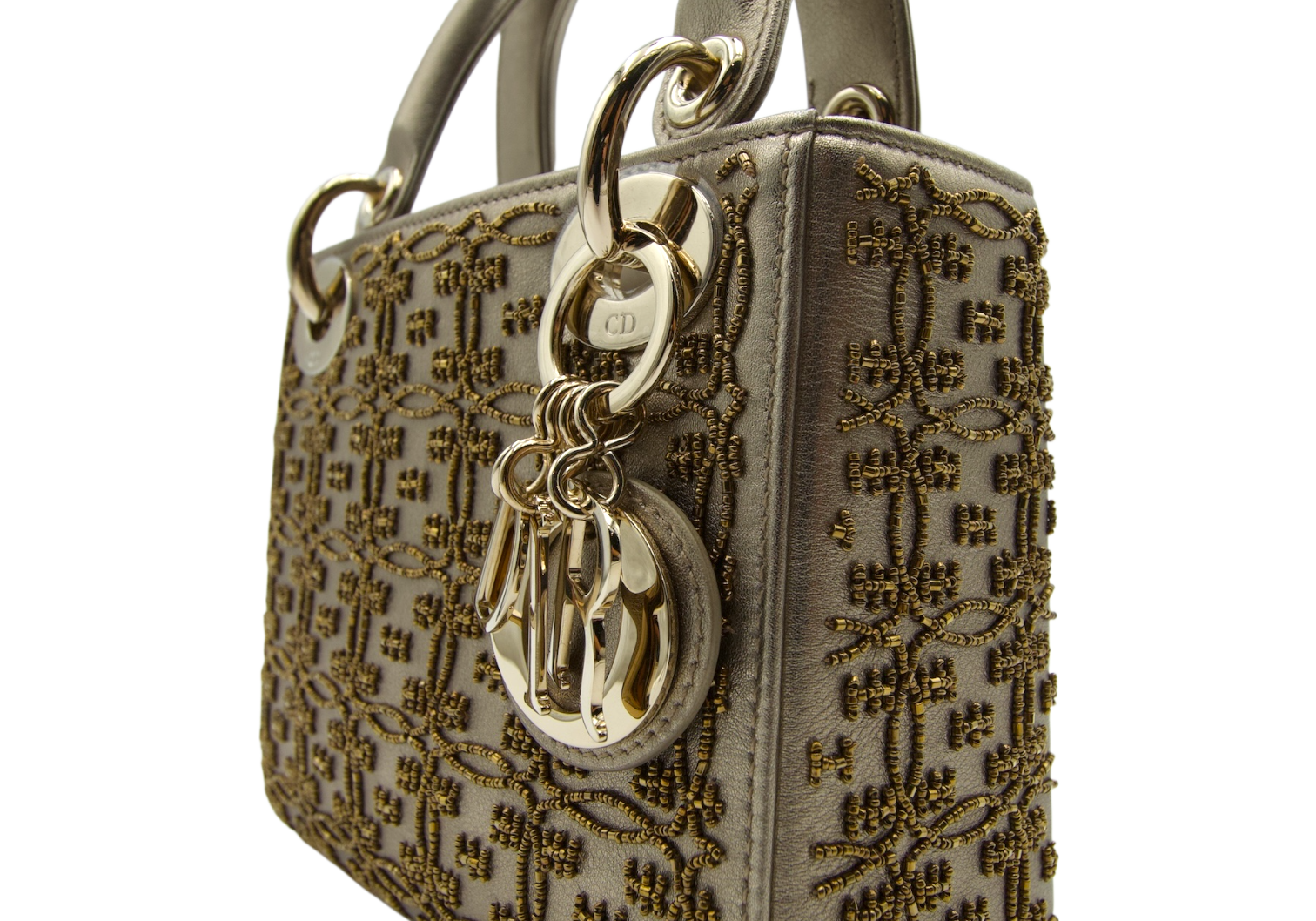 Dior Lady Dior Mini Gold Beaded Lambskin