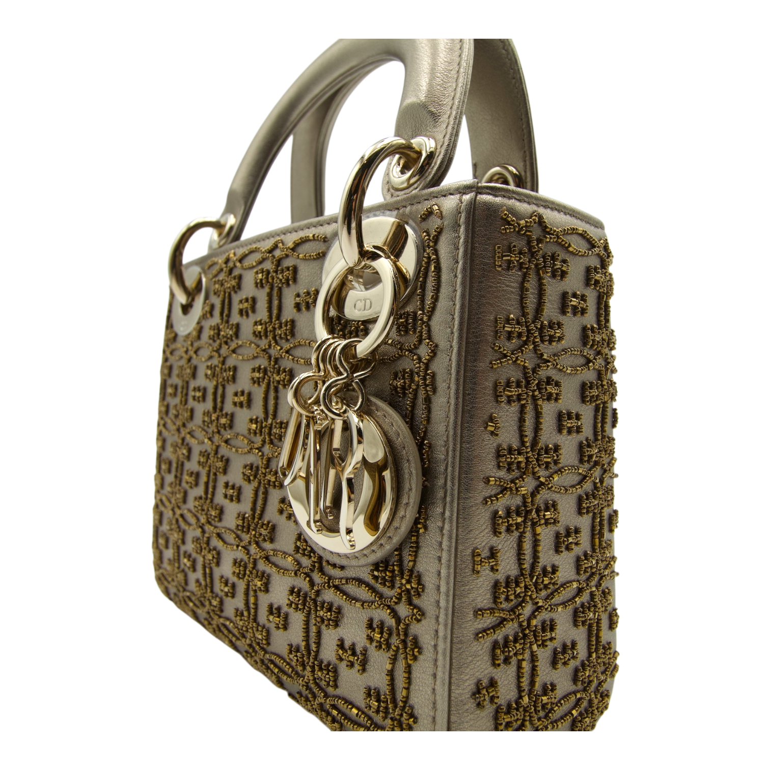 Dior Lady Dior Mini Gold Beaded Lambskin