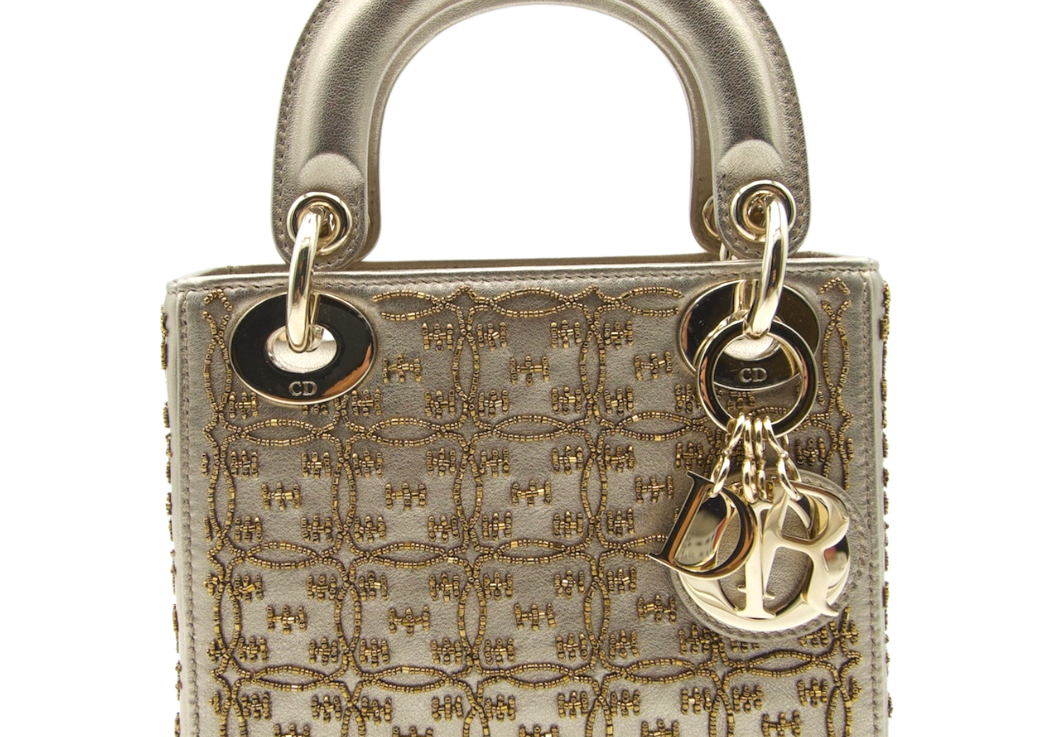 Dior Lady Dior Mini Gold Beaded Lambskin
