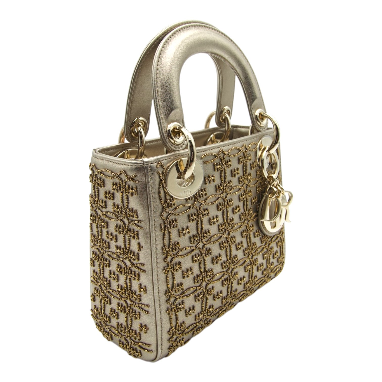 Dior Lady Dior Mini Gold Beaded Lambskin