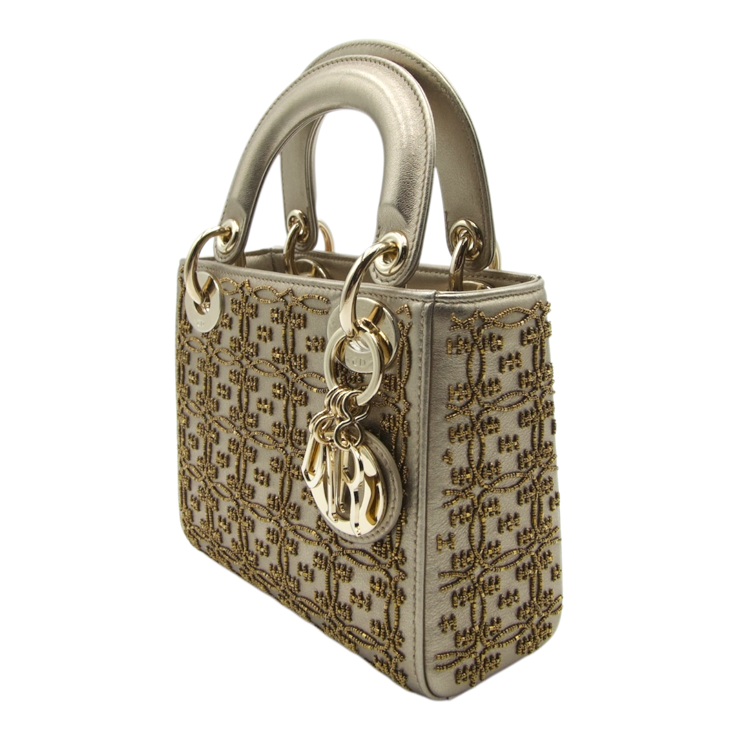 Dior Lady Dior Mini Gold Beaded Lambskin