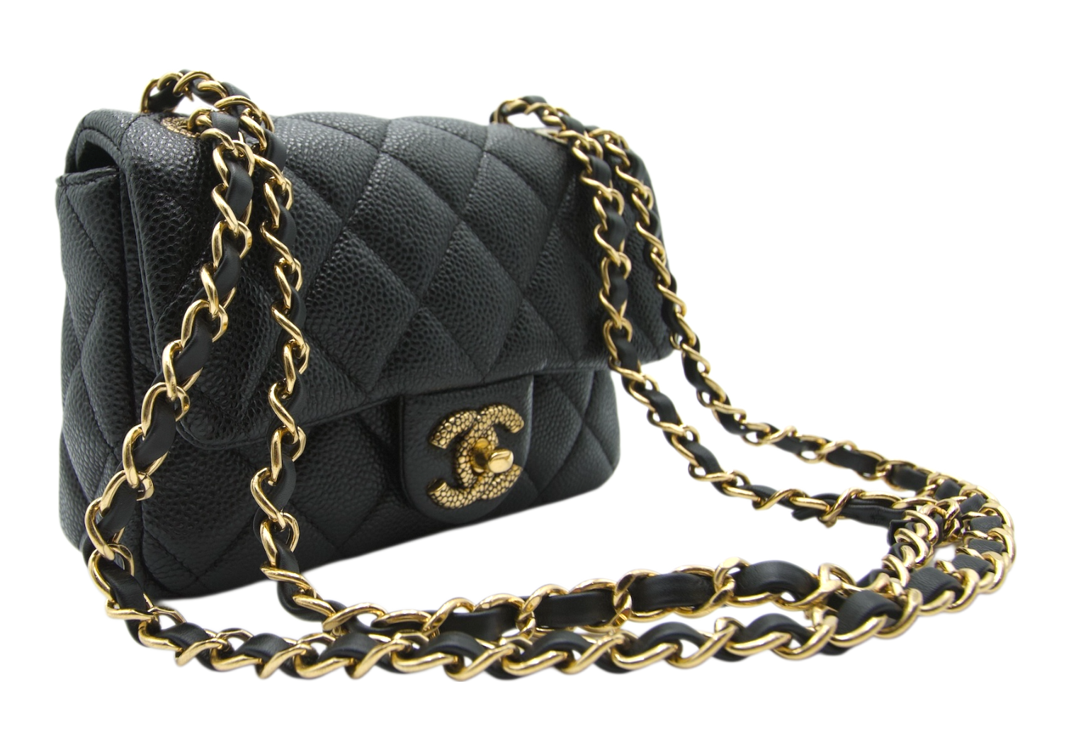 Chanel Caviar Crossbody Bag Black Gold Hardware