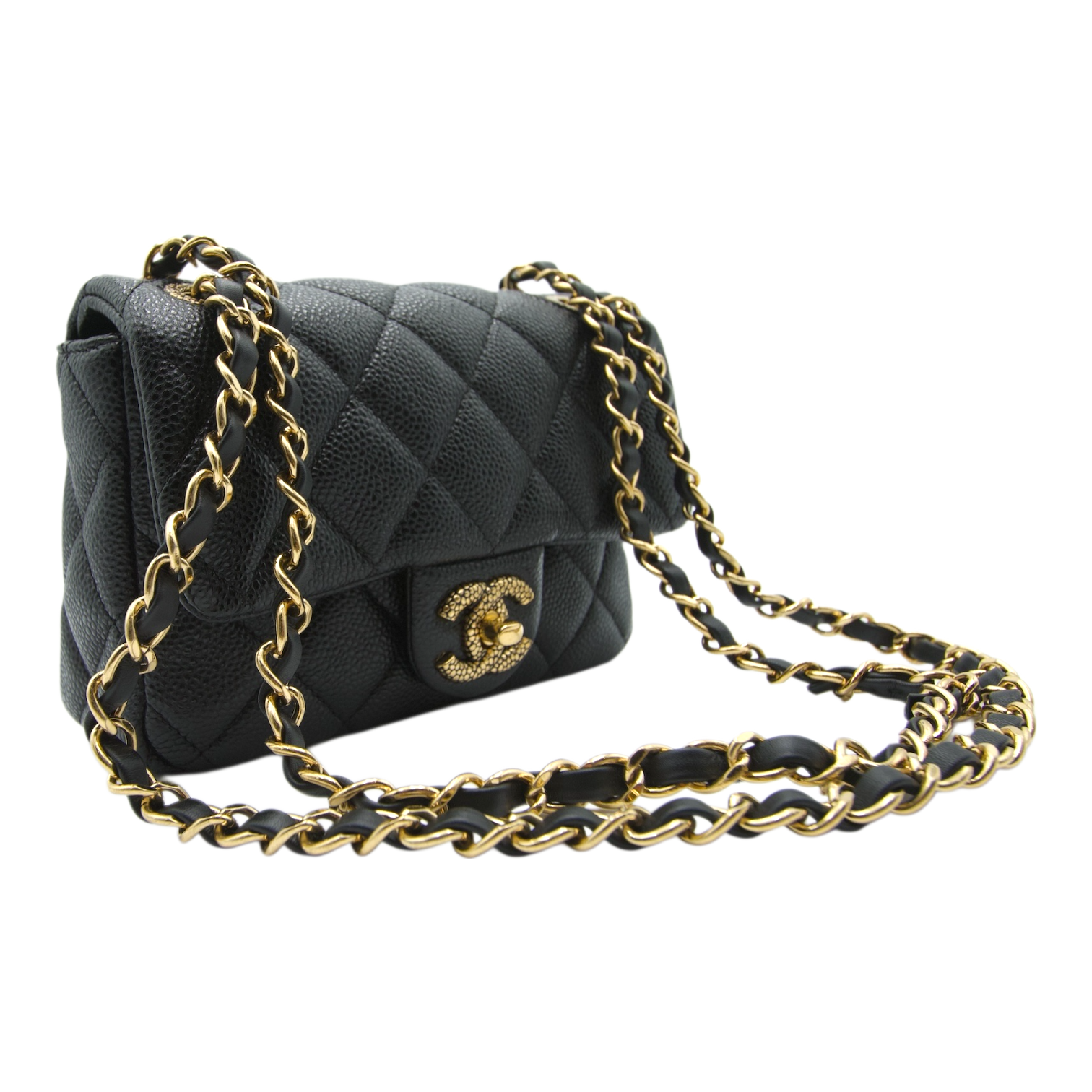 Chanel Caviar Crossbody Bag Black Gold Hardware