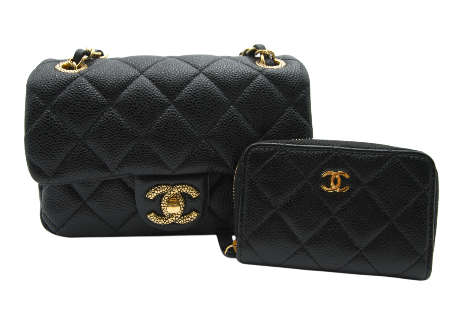 Chanel Caviar Crossbody Bag Black Gold Hardware