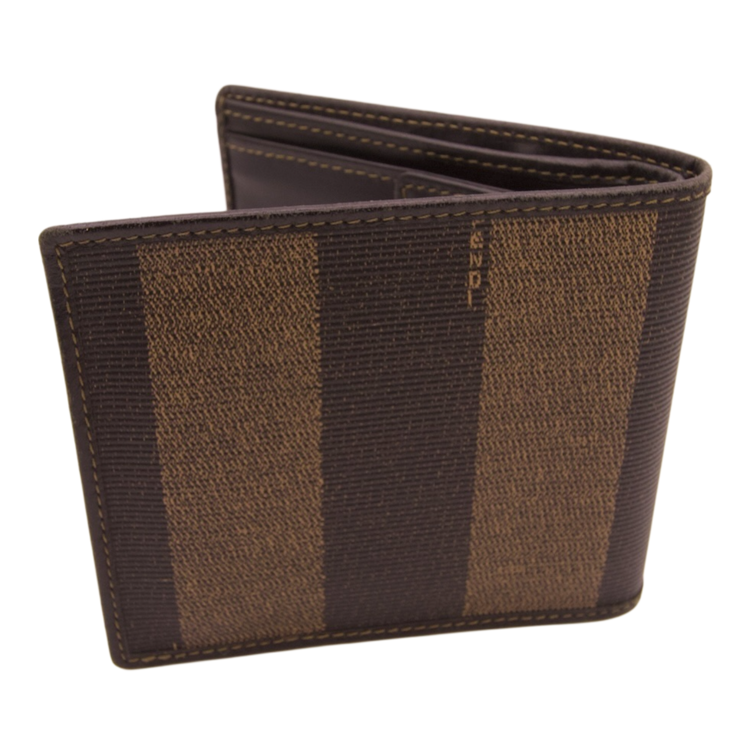 Fendi Pequin stripe coated canvas bifold wallet