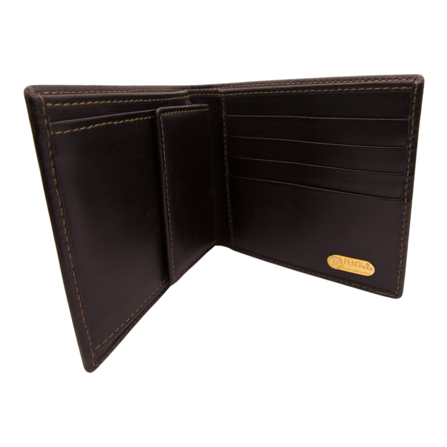 Fendi Pequin stripe coated canvas bifold wallet