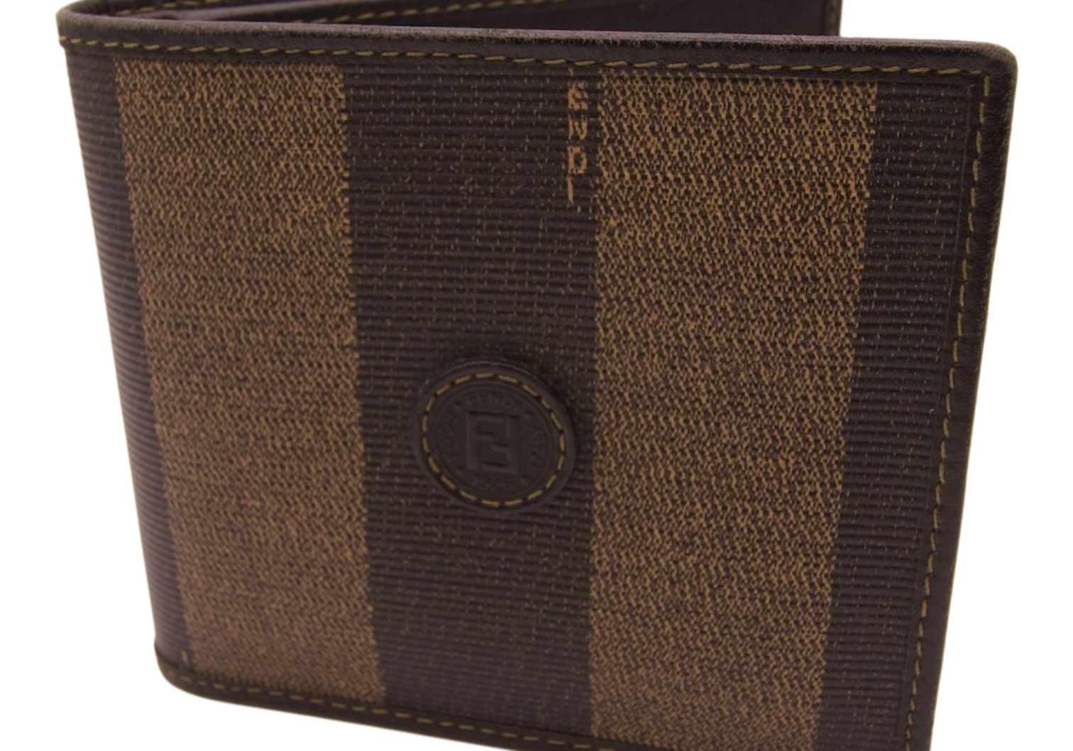 Fendi Pequin stripe coated canvas bifold wallet