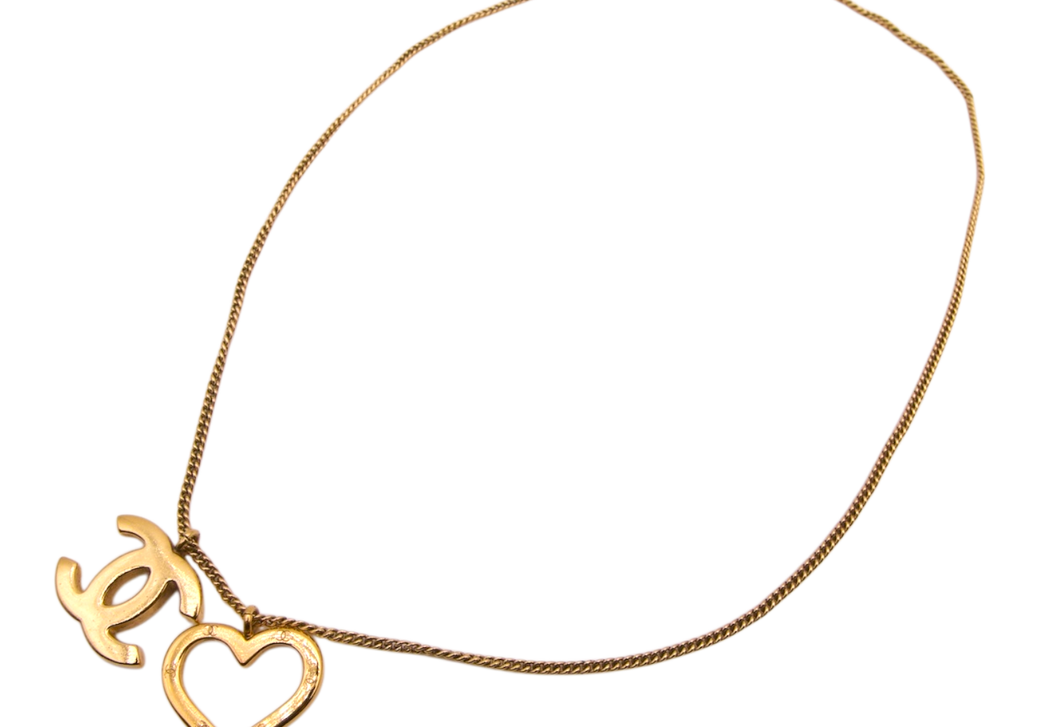 Chanel Gold CC Heart Pendant Necklace