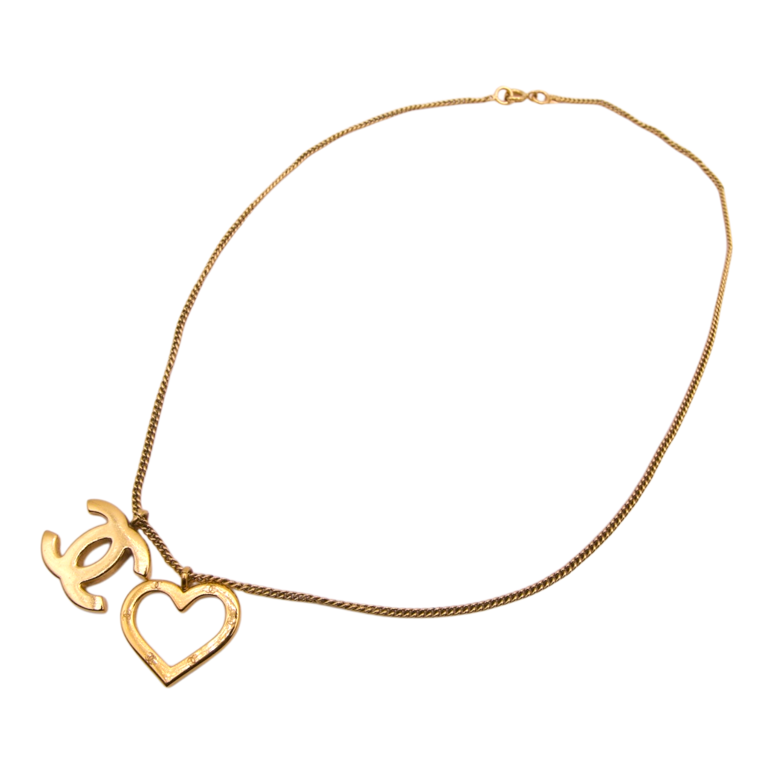 Chanel Gold CC Heart Pendant Necklace