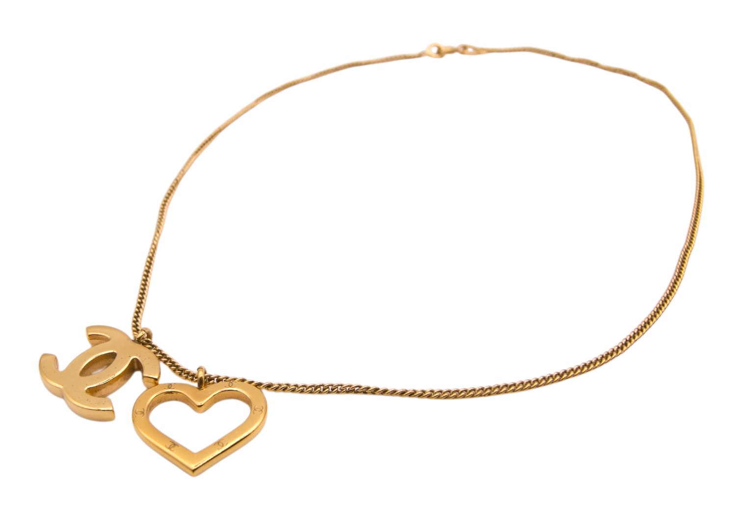 Chanel Gold CC Heart Pendant Necklace