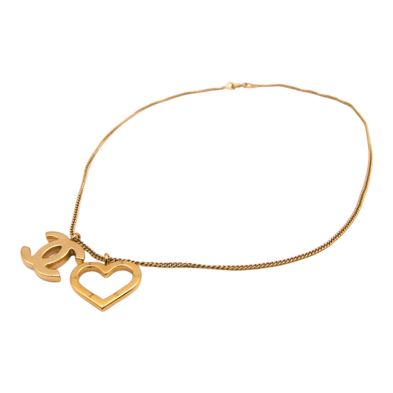 Chanel Gold CC Heart Pendant Necklace