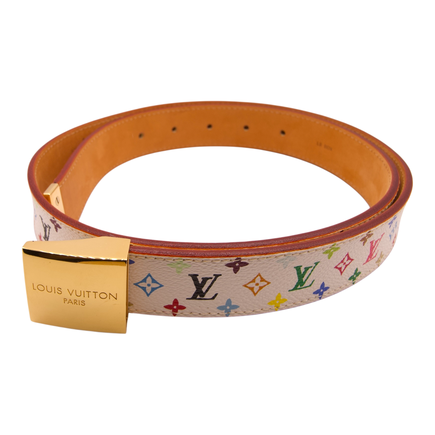 Louis Vuitton Monogram Belt Multicolor Takashi Murakami Gold Buckle