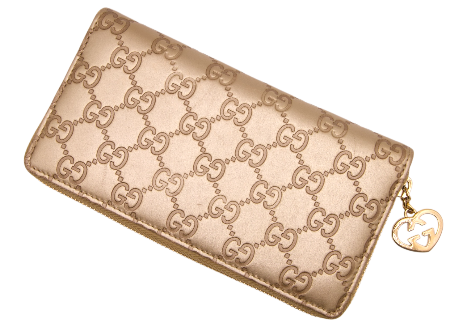 Gucci Guccissima Zip Wallet Light Gold Leather