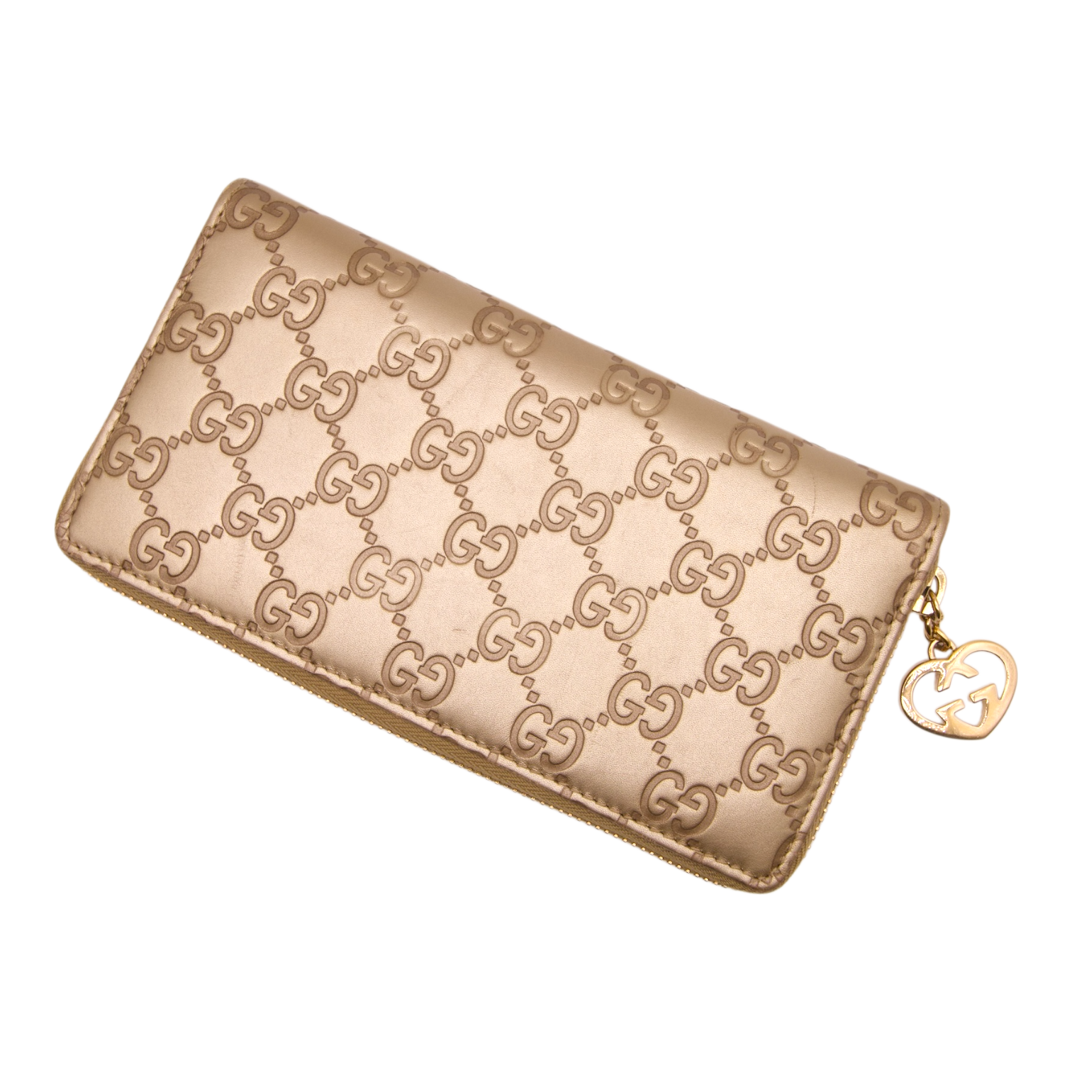Gucci Guccissima Zip Wallet Light Gold Leather