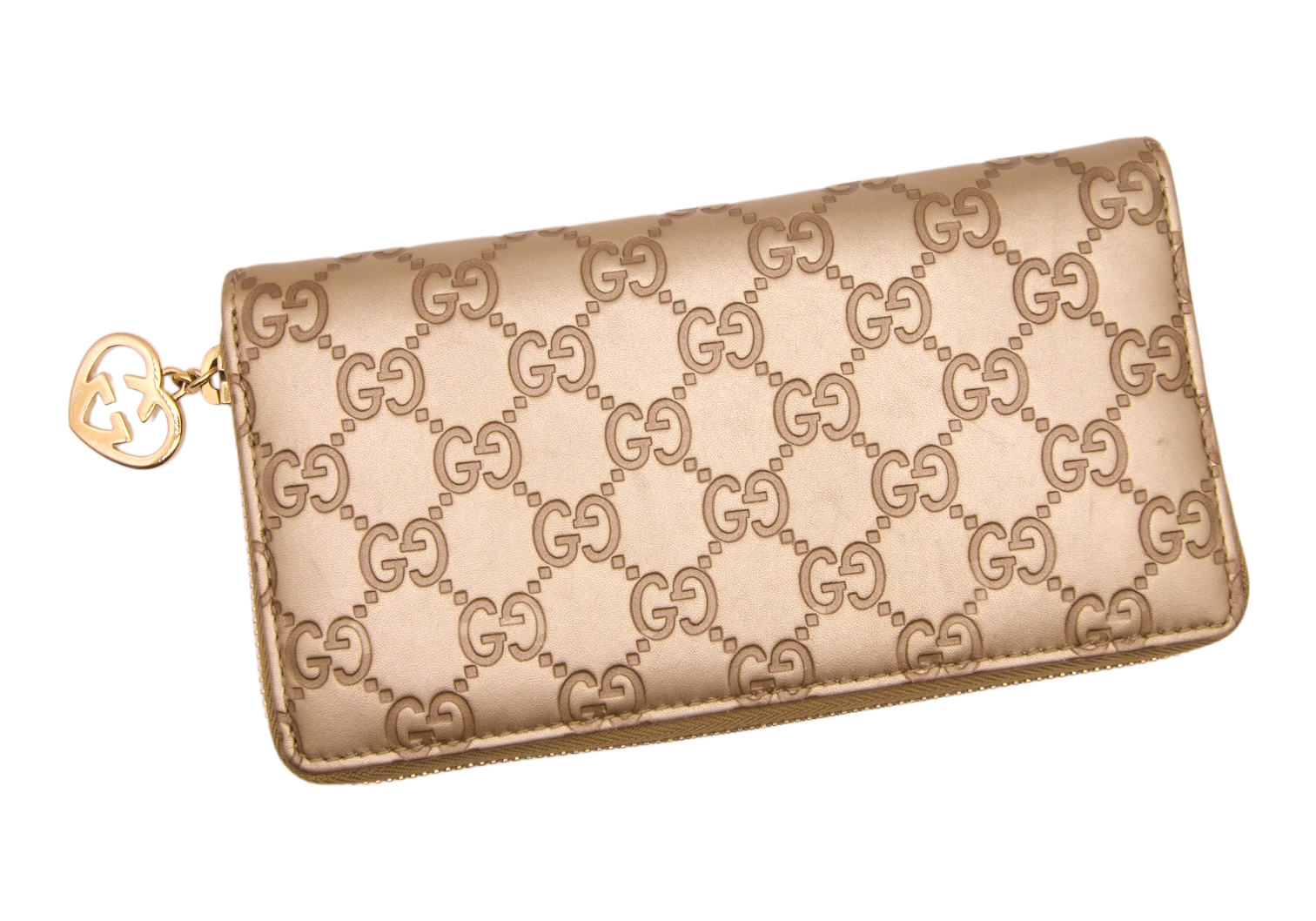 Gucci Guccissima Zip Wallet in light gold leather
